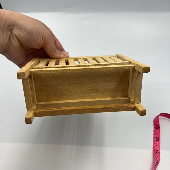 Vintage Dollhouse Furniture Miniature Wooden Entry/ Outdoor Bench Light Oak - Picture 5 of 8